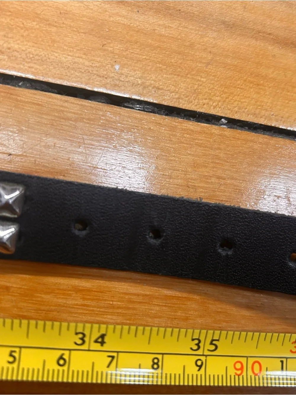 2 Row Black Leather Pyramid Studded Belt Heavy Metal Punk USA Emo Grunge L 1”